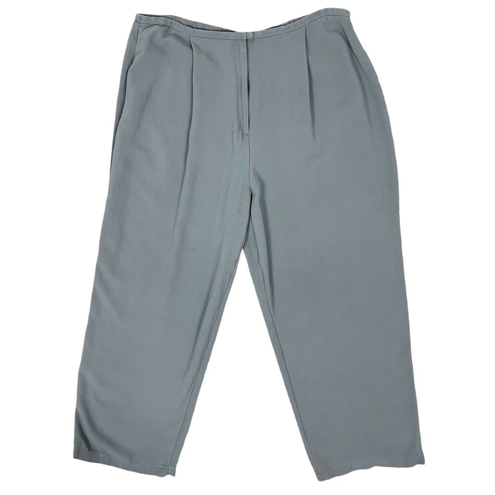 Eileen Fisher 100% Silk Pants Gray Large Lightweight Laganlook Beach Resort - Picture 2 of 16